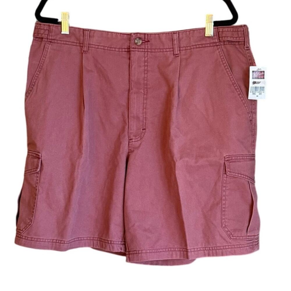 Woolrich Red Cotton Twill Pleated Chino Shorts Sz 38 Vintage 90's Outdoor Preppy